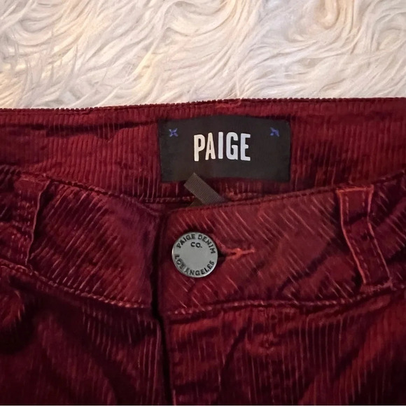 PAIGE Hoxton Ultra Skinny Velvet Corduroy Pants Dark Currant Women’s  27 - Picture 7 of 13